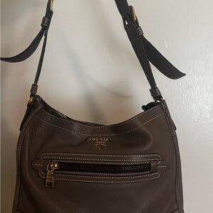 Prada Dark Brown Leather Shoulder Bag